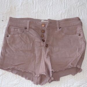 Altard State Button-Front Frayed Hem Shorts -